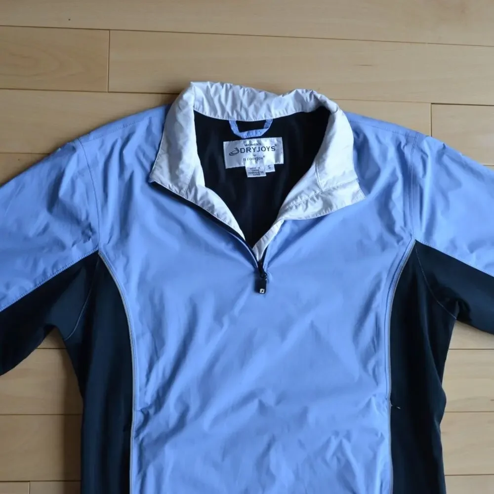 FootJoy DryJoys Short Sleeve Pullover Windbreaker Rain Jacket Size Small Blue